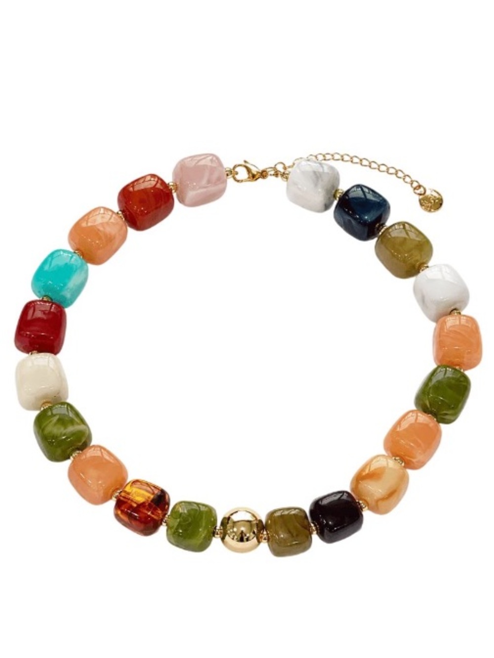 NEW Mayamar Chunky Beaded Boho Gold Layering Necklace Colorful
